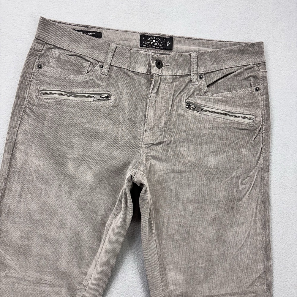 LUCKY BRAND corduroy Pants Womens 12/31  34x29 Gray "Moto Charlie skinny"